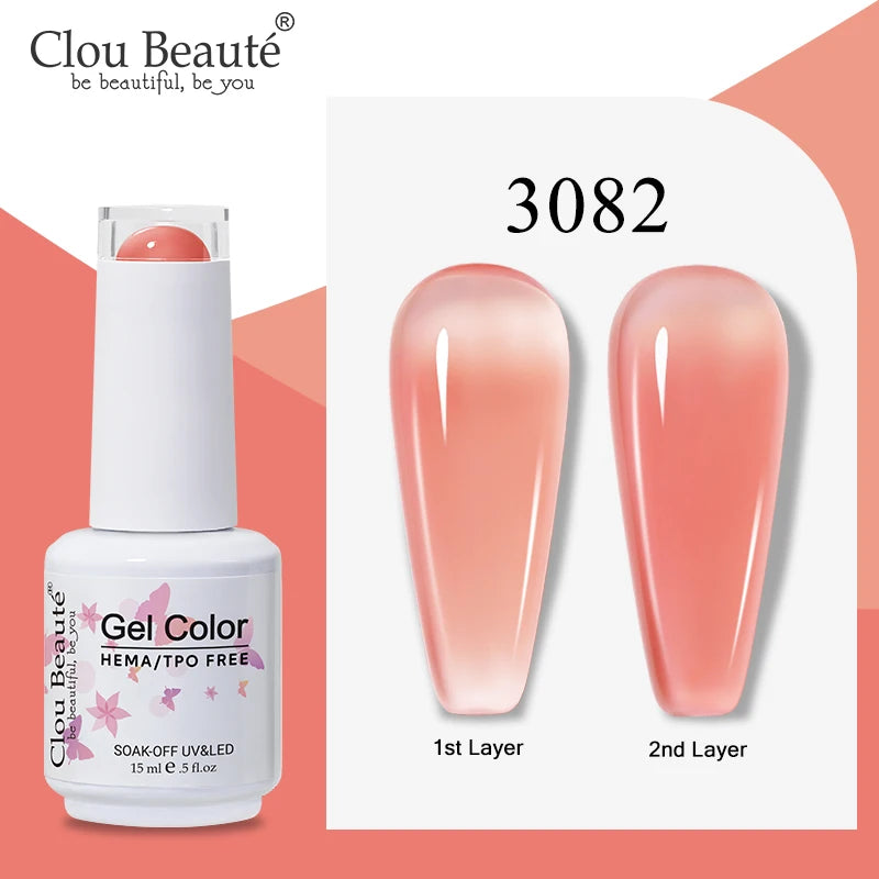 Clou Beaute Semi-transparent Jelly Color UV Gel Manicure Gel Nail Nail Supplies For Professionals Semi-permanent Varnish 15ml