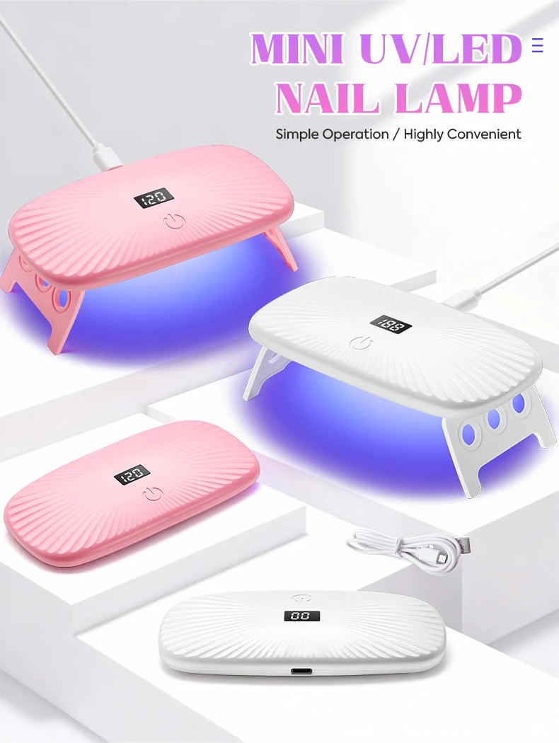 2-in-1 Handheld & Desktop UV Nail Lamp: Dual-Wavelength Fast Curing with 4-Timer Settings & Portable Design