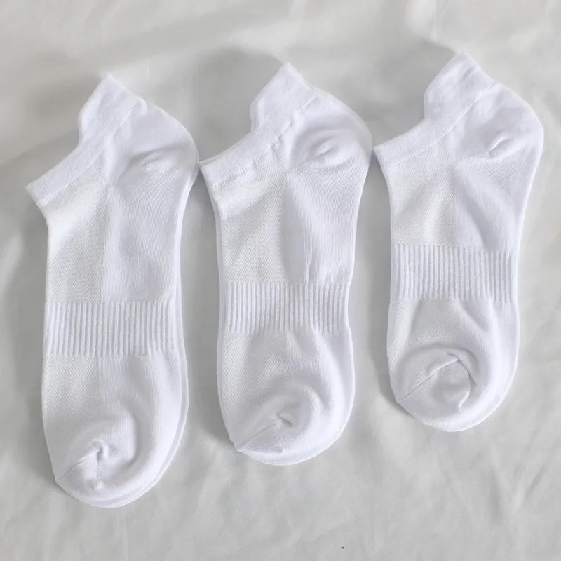 10 Pairs 100% Cotton Men Socks Summer Thin Breathable Socks High Quality No Show Boat Socks Black White Gray Short For Students
