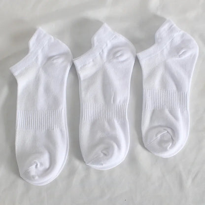 10 Pairs 100% Cotton Men Socks Summer Thin Breathable Socks High Quality No Show Boat Socks Black White Gray Short For Students