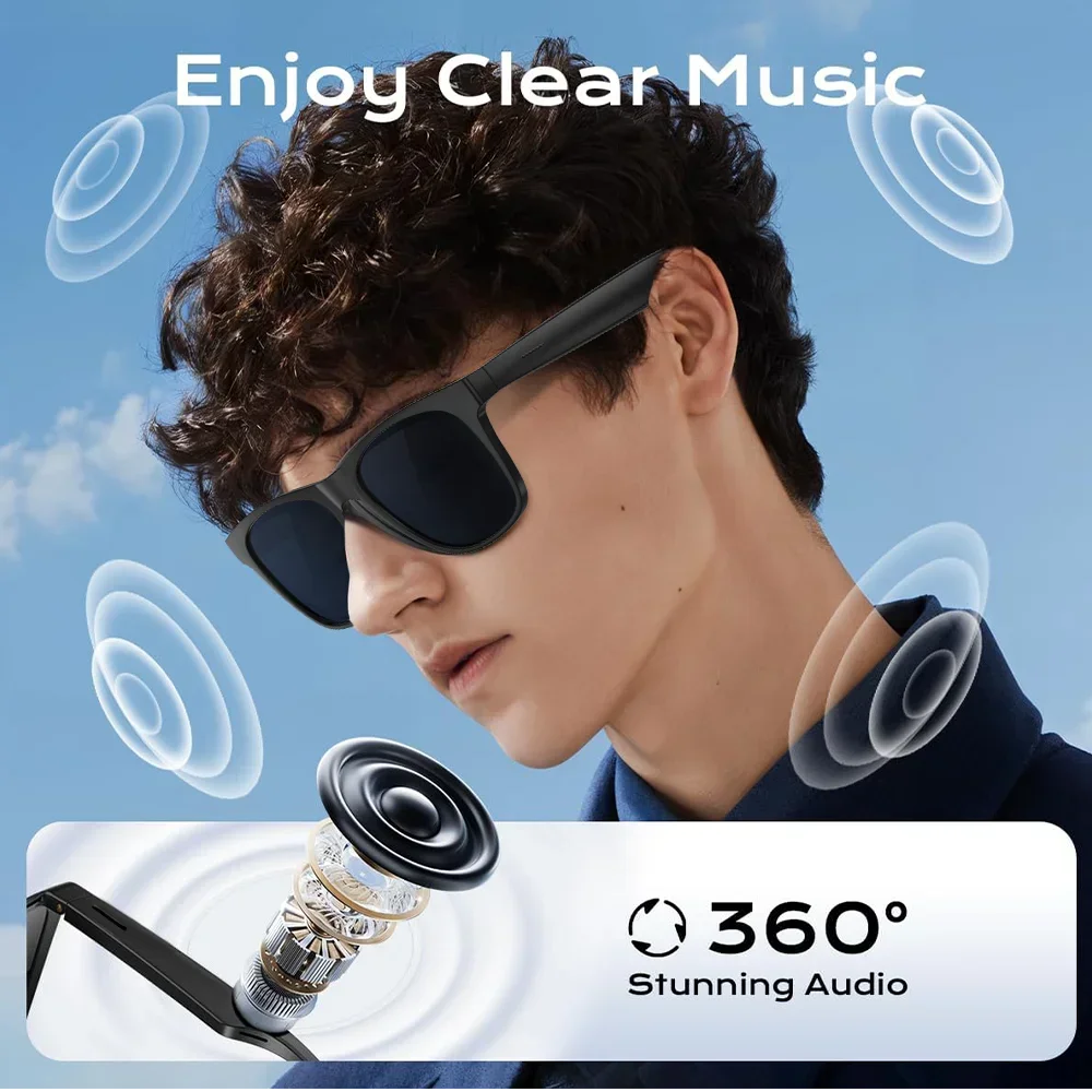 Lenovo Remote Touch Control 8K AI Smart Glasses Bluetooth Wireless Sunglasses Photo Camera Recording Voice Assistant Translator