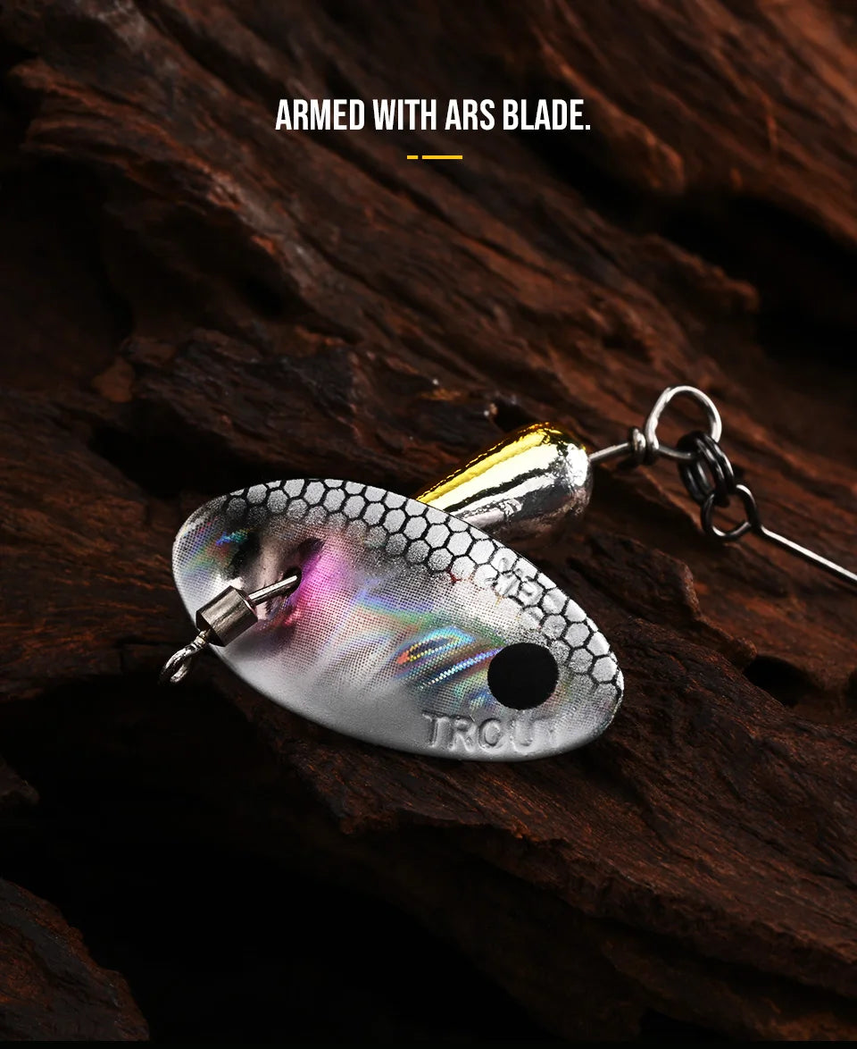 BLUX AR-S Rotating Spinner Metal Lure 2.1g/3.5g Single Hook Artificial Bait Copper Blade Spoon Stream Area Trout Fishing Lure