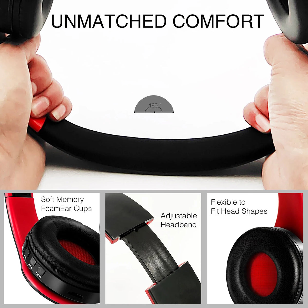 CATASSU Bluetooth 5.3 Headset Over-Ear – MP3 FM-radio 20h 400mAh Minnesskum Hopfällbar CE/FCC/RoHS Smartphone TV PC Surfplatta