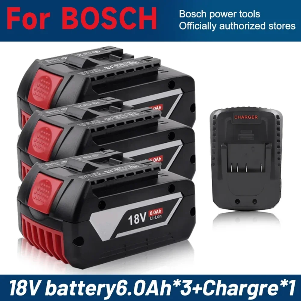 For Bosch 18V 6.0Ah, Professional Lithium Battery, Electric Rechargeable Battery, Bosch BAT609 BAT609G BAT618 BAT618G