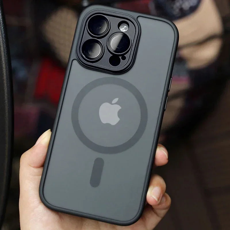 Magnetic Luxury Matte Translucent Armor Shockproof Case For iPhone 16 15 14 13 12 17 Pro Max For Magsafe Wireless Charge Cover