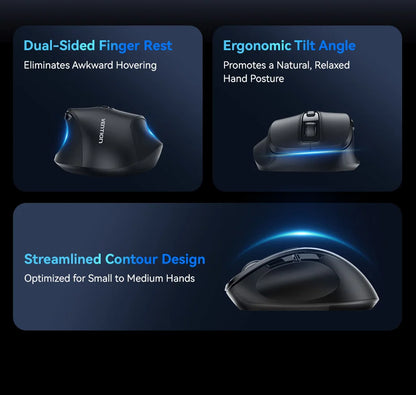 Vention Ergonomic Wireless Mouse Bluetooth 5.1 Dual-Mode USB 2.4G Mouse 4000 DPI 6 Buttons Mouse for PC MacBook Pro Tablet Mice