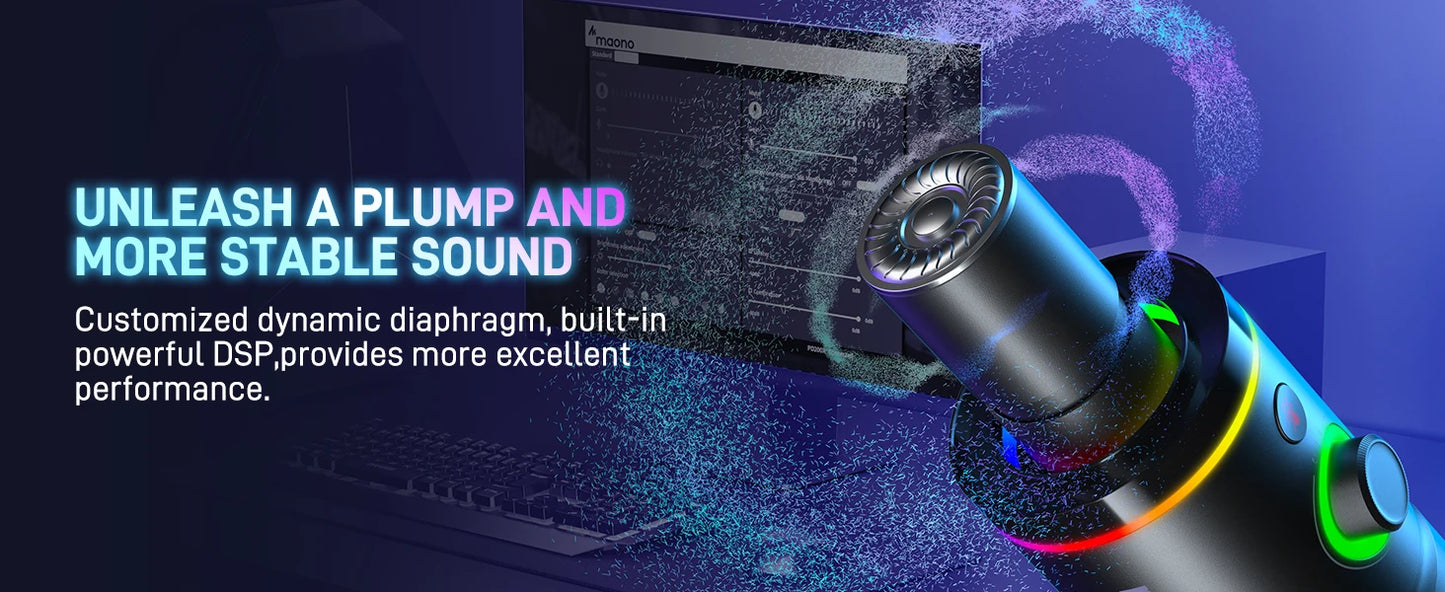 MAONO PD200X XLR/USB Dynamic Microphone for Gaming Recording Streaming Youtube Metal Mic with Software Tap-to-Mute Gain Knob