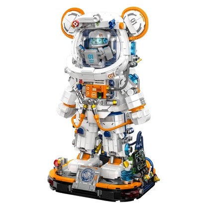 Rymdbjörn byggsats – astronautfigur i små byggklossar, storlek M