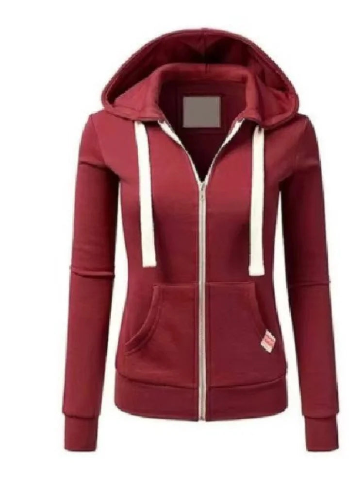 Autumn and Winter Hooded Sweatshirt for Women's Casual Streetwear, Zipper Sports Shirt, Long Sleeved Jacket, Hoodie Top, Hooded