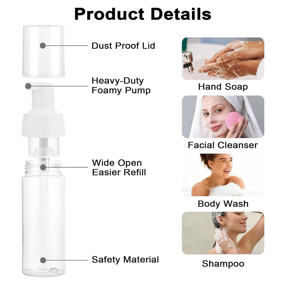 50-200ML Tattoo Foam Pump Bottle Plastic Foaming Dispenser Refillable Green Soap Foam Bottle Portable Lash Shampoo Dispenser