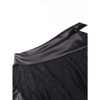 Slergiri Plus Size Black Lace Rhinestone Belt Mermaid Hem Dress Women Elegant Evening Party Gown Ladies Bodycon Long Dresses