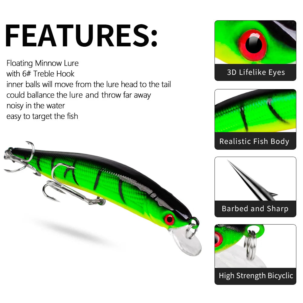 Floating Fishing Lure 8.4G 10CM Urgent Fishing Minnow Crank Lure Swinger Fishing Lure Set Processing Artificial Lure Kit