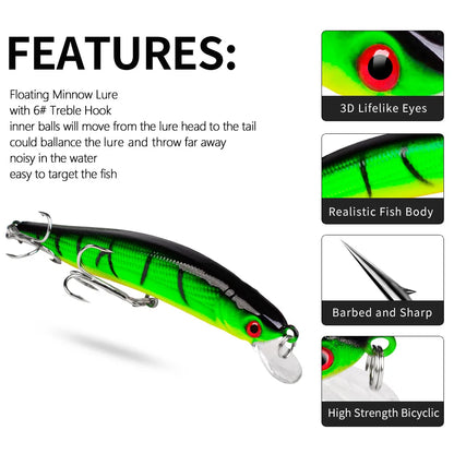 Floating Fishing Lure 8.4G 10CM Urgent Fishing Minnow Crank Lure Swinger Fishing Lure Set Processing Artificial Lure Kit