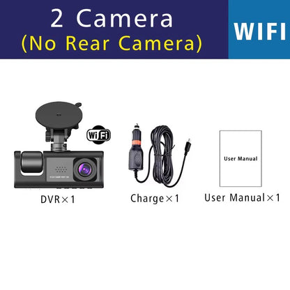 Wifi 3 Channel Dash Cam Three Way Car DVR Inside Vehicle Camera DVRs Recorder HD 1080P Video Mini Registrator Dashcam Camcord