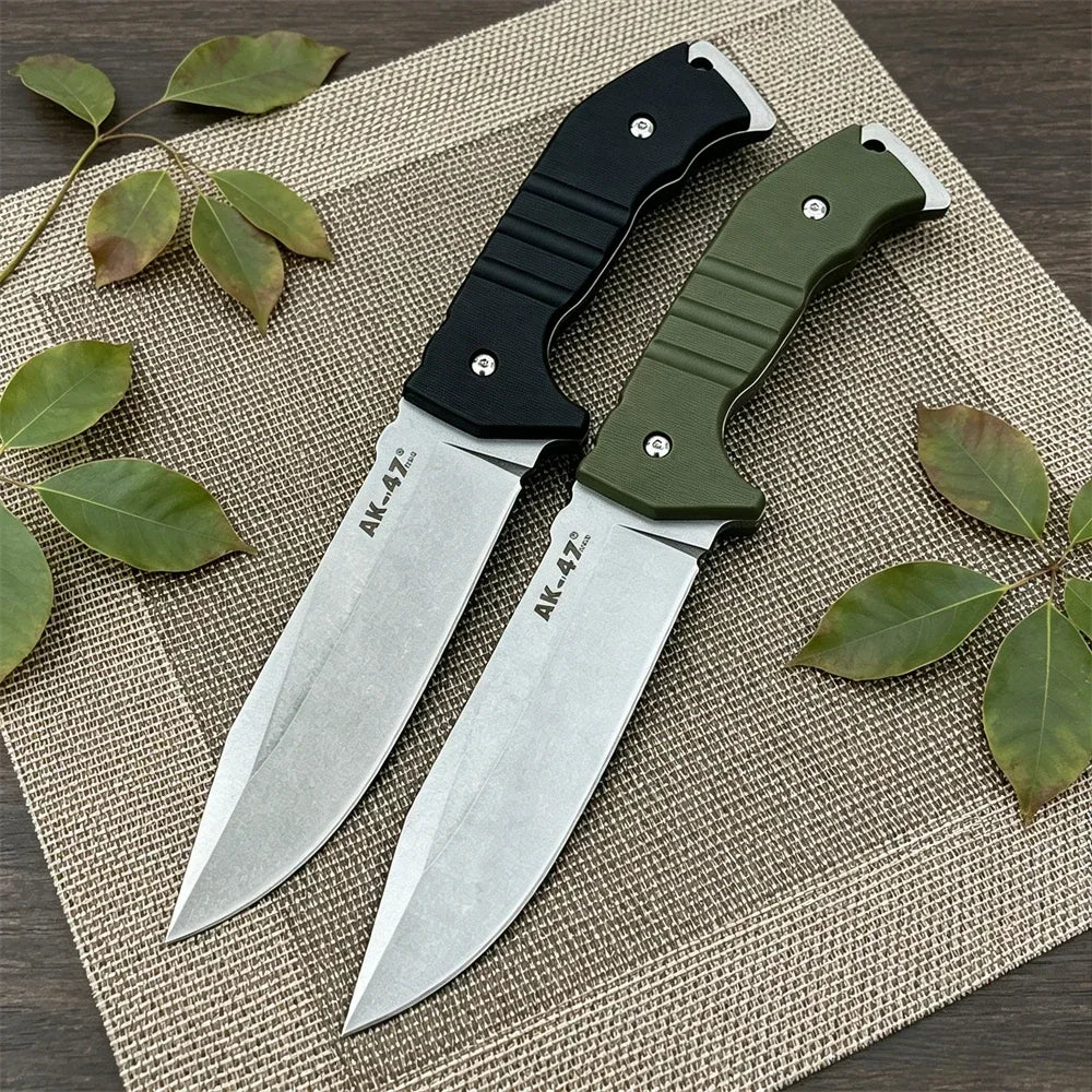 Outdoor Fixed Blade Straight Knife, 7Cr13Mov High Hardness Blade, Nylon Fiber Handle for Camping Hiking Survival EDC Gift Knives