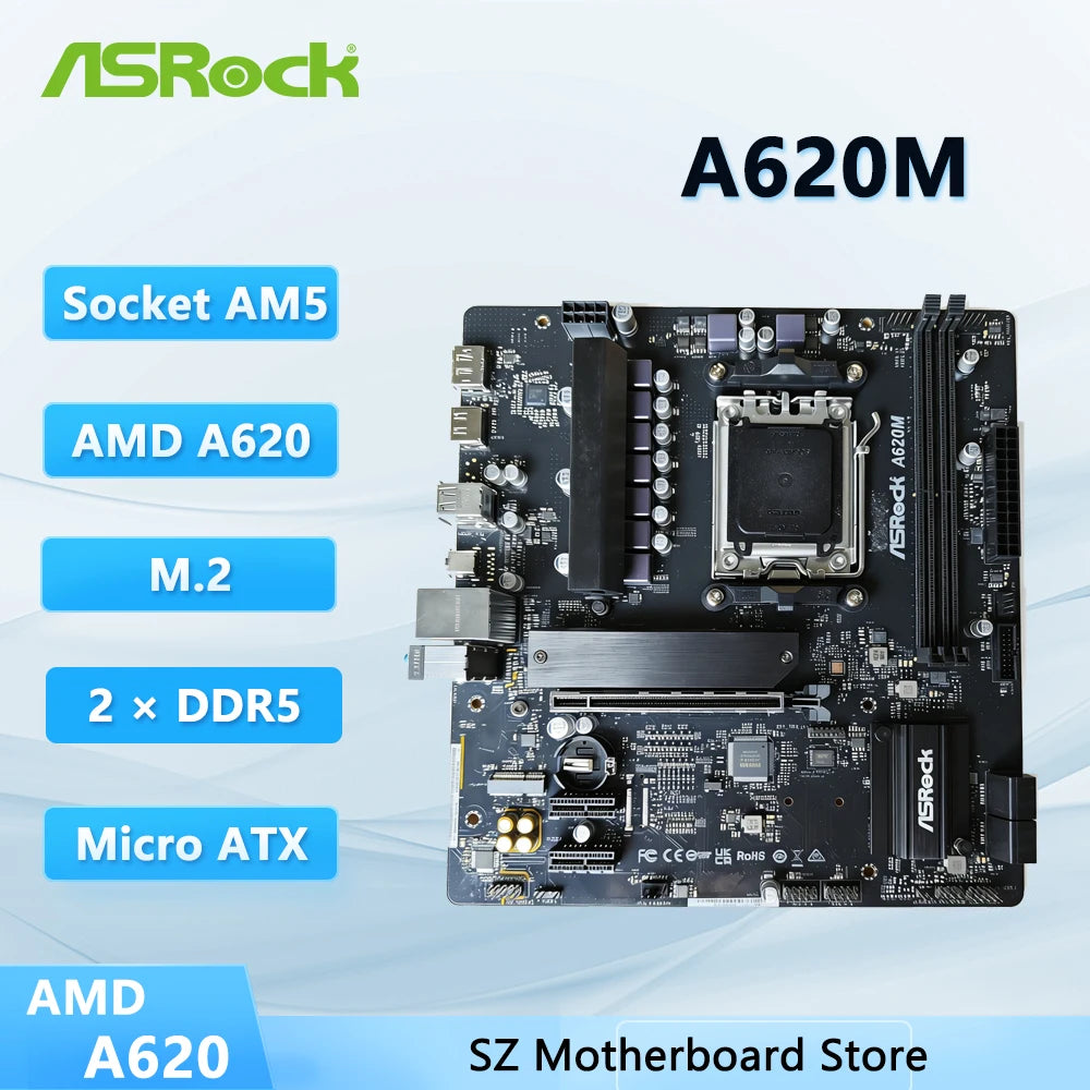 ASROCK A620M Motherboard Socket AM5 DDR5 AMD A620 Micro ATX Gaming Motherboard Support Ryzen 9700X 8600G 8300G 7900 7700 CPU