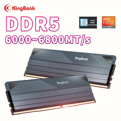 KingBank KFXB Series DDR5 Memory 24GBx2 6800MHz 6000MHz Dual Channel for Gaming And Overclocking with Heatsink Black