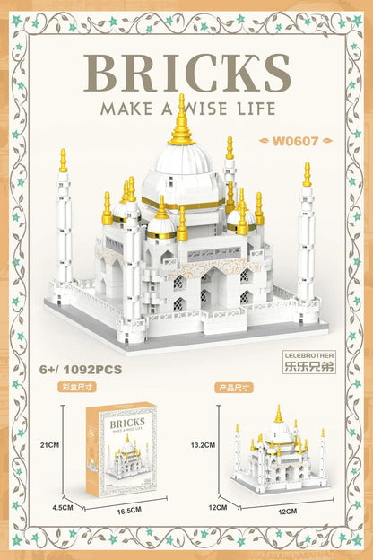 MOC Taj Mahal Byggklossar – Världsberömd Arkitektur Minimodell 288 eller 401 Bitar CE Pedagogisk Leksak 2026