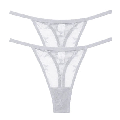 2PCS/Set Mesh G-String Women's Panties Transparent Underwear Women Seamless Thong Female Underpants Intimates Lingerie S-XL