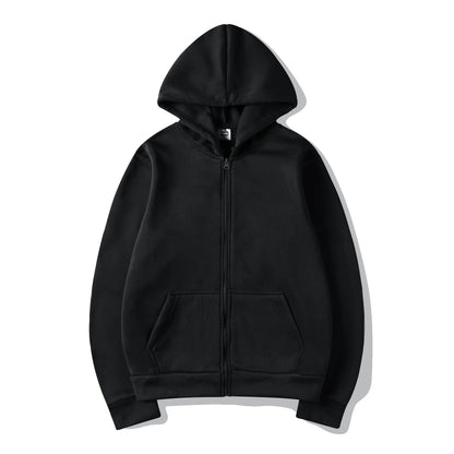 2025New Trendy Sweatshirt Coat Front Pockets Warm Zipper Lamb Wool Jacket Men and Woman Autumn Winter Pure Color Cardigan Hoodie