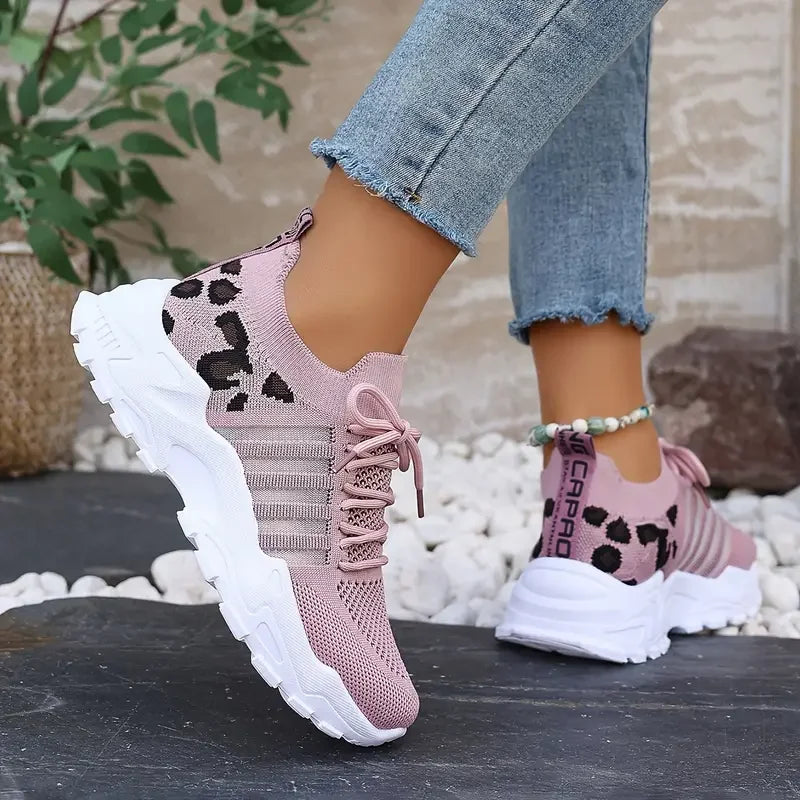 Dam sneakers med leopardmönster – Lätta, andningsbara, canvas, slip-on, storlek 36–43, 11 färger
