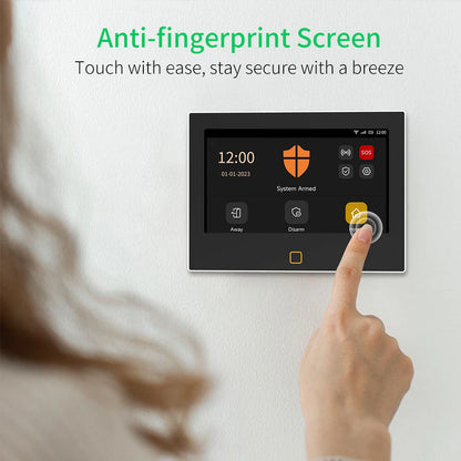Staniot SecPanel 7" 4G WiFi Larmsystem – 5000mAh Batteri 120dB Siren Alexa Google 150 Zoner Tuya App 10 Språk CE RoHS