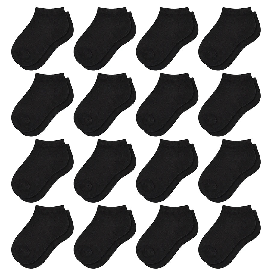 16 Pairs Ankle Socks - Toddler Low Cut Socks -  for 1-13 Years Boys Girls School Socks