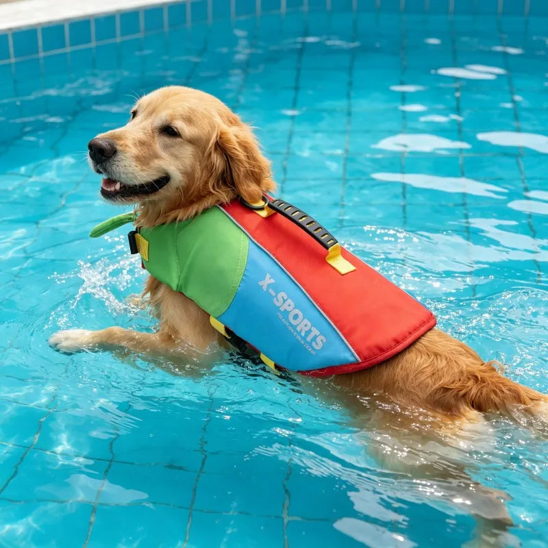 Big Dog Life Jacket with Removable Front Float Hand-Held Pet Life Vests Outdoor Training Swimming Clothes for Medium Large Dogs