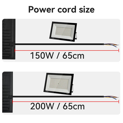 LED Strålkastare Utomhus – 100W / 150W / 200W, Varmvit/Kallvit, Vattentålig, Trädgård & Garage