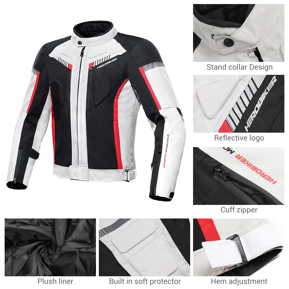 Men's Motorcycle Jacket Anti-fall Wear-resistant Motorbike Jacket With 5pcs Protector Motocross Racing Clothing Protection