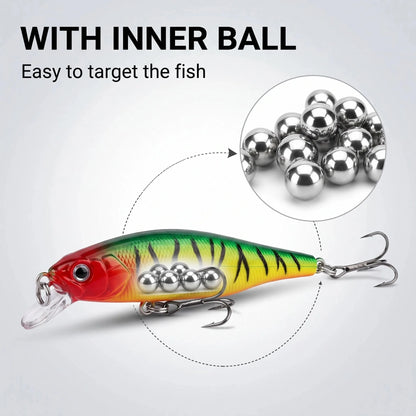 20PCS/Set Long Short Lip Minnow Lures Kit Crankbait Wobbler Bionic Bait for Pike Bass Sea Trout Freshwater Saltwater Pesca