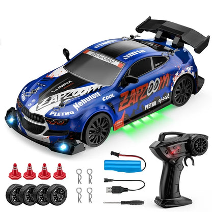 LKCOMO radiostyrd driftbil 1:24 med fyrhjulsdrift och LED-ljus
