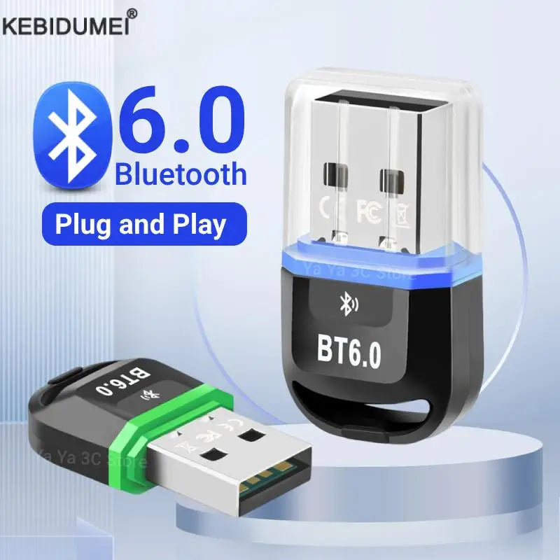 USB Bluetooth 6.0 Adapter Bluetooth 5.4 Dongle Bluetooth Receiver & Transmitter for Bluetooth Keyboard/Mouse/Headphone/Speaker