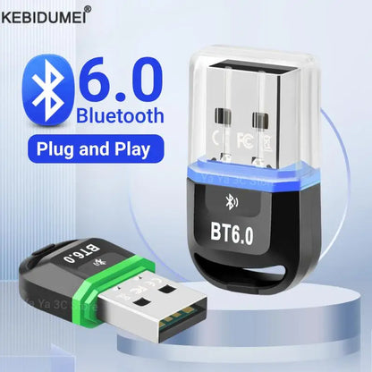 USB Bluetooth 6.0 Adapter Bluetooth 5.4 Dongle Bluetooth Receiver & Transmitter for Bluetooth Keyboard/Mouse/Headphone/Speaker