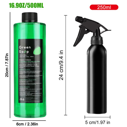 Tattoo Green Soap Kit - 250ML Green Soap with 250ML Aluminium Pressure Sprayer Bottle Tattoo Cleaning Tools  Tattoo Supplies