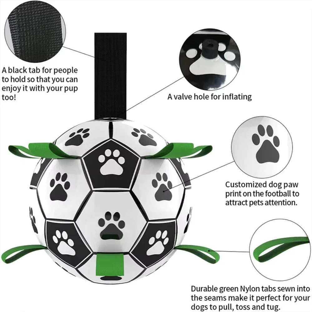 Dog Interactive Pull Football Toys with Grab Tabs Outdoor Training Balls Dog Sport Bite Chew Teething Ball Pet Supplies