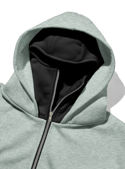 Autumn Men's Double-Layer Hooded Zip-Up Sweatshirt, Loose Casual Fit with Front Pockets, Ideal for Outdoor and Streetwear Style