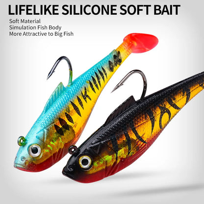Artificial Soft Bait With Jig Head 4g 10g 25g Jigging Soft Lure Rubber T Tail Fishing Lures Swim Bait For Bass Pike Bass Tackle