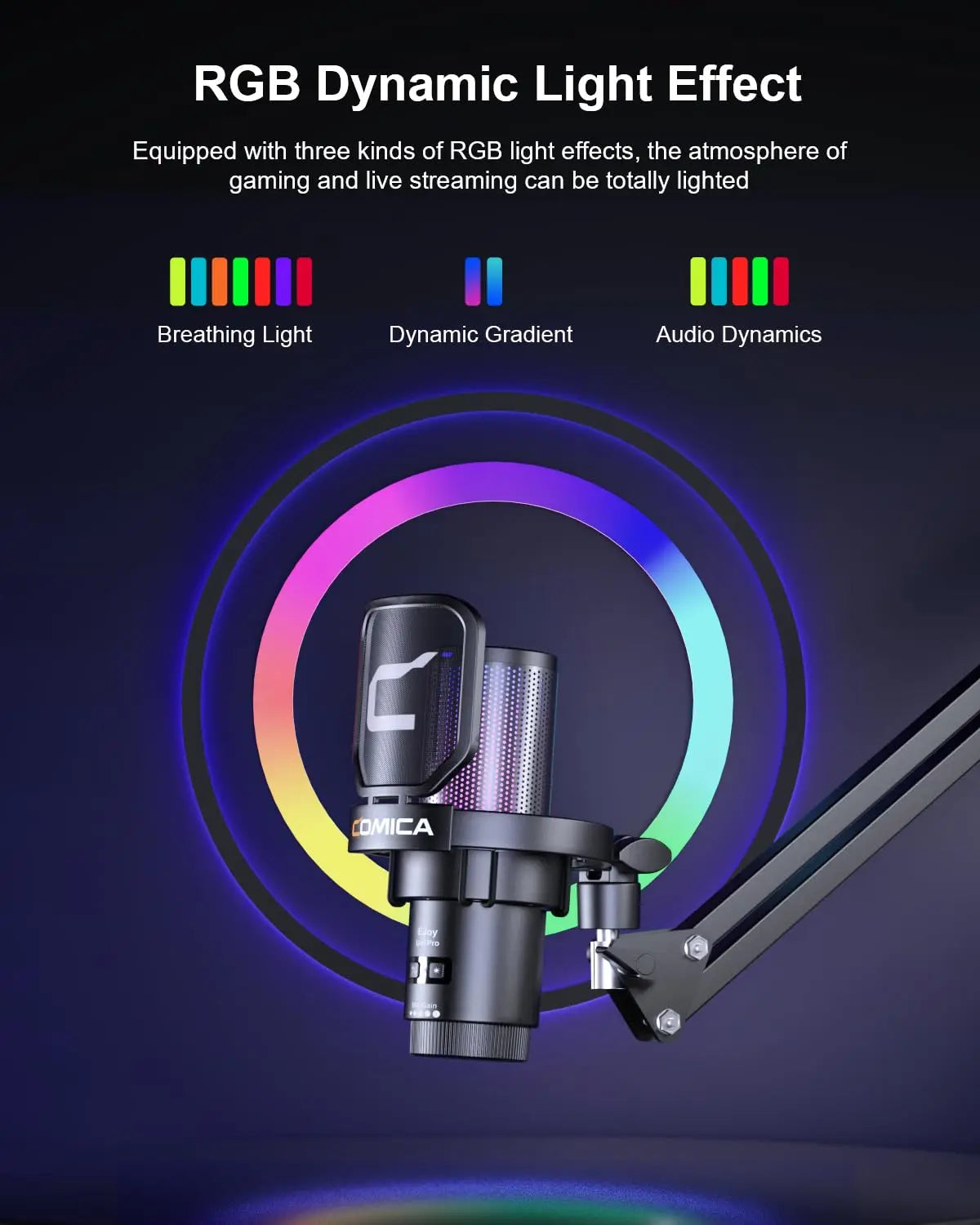 Cardioid Condenser Wired USB Microphone with RGB lights for Gaming, Podcasting, Music creation and PS4/5 Ejoy Uni A Uni D