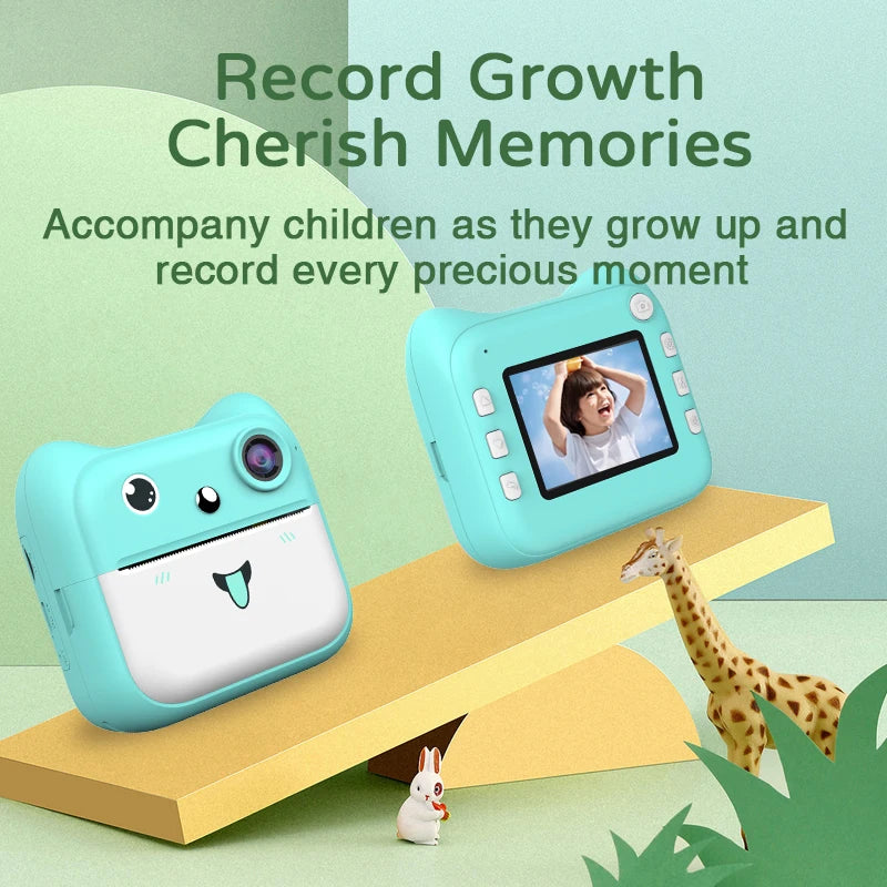Kids Camera Instant Print 1080P HD Toddler Digital Video Camera 2.4-Inch Toy for Girls Boys Age 3-12 Christmas Birthday Gift