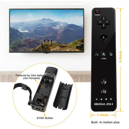 Nintendo Wii Trådlös Handkontroll 2-i-1 – Med/Utan MotionPlus, Silikonskål, Bluetooth, Wii/Wii U/Wii Mini