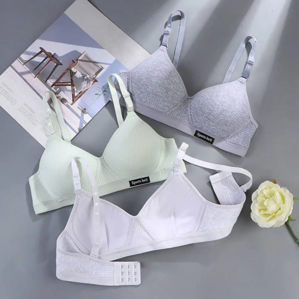 New Simple Cotton Girl Bra Underwear Student Bra Teen Thin Section Without Steel Ring Comfortable Sleep Bra Sport Vest For Woman