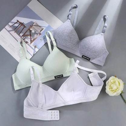 New Simple Cotton Girl Bra Underwear Student Bra Teen Thin Section Without Steel Ring Comfortable Sleep Bra Sport Vest For Woman