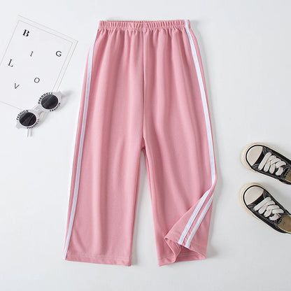 Summer CHILDREN'S Thin Wide-leg Pants Boys and Girls Color Leisure Sports Straight Pants Comfortable Pants.