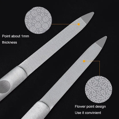 Mix 3 Size Nail File Stainless Steel Professional Exfoliating Double Sides Sandpaper For Professional Finger Toe Nail Care Tools