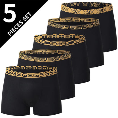Herr Boxershorts 5/10-pack Svart Guldtryck – Bekäma Plus Size Sport & Strand, S–XXXL