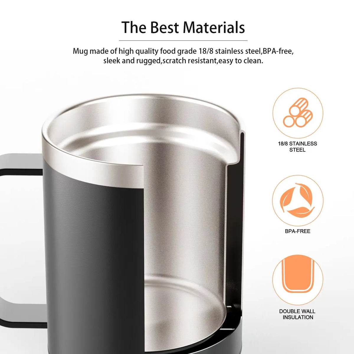 Self Heating Coffee Mug USB Powered Heated Cup with Temperature Control 131℉ Electric Coffee Mug Warmer for Desk Heated Mug
