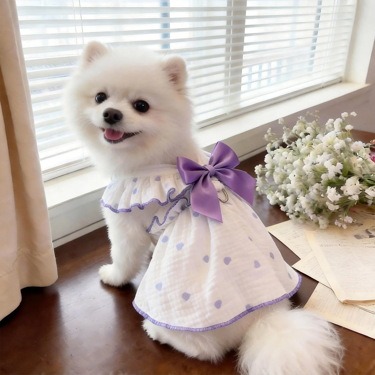 Cat Summer Dress Anti Shedding Thin Pet Clothes Leash D Ring Breathable Kitten Small Dog Puppy Cute Ragdoll Style Princess Skirt