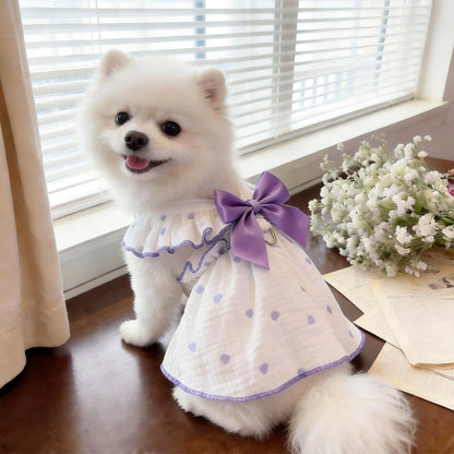 Cat Summer Dress Anti Shedding Thin Pet Clothes Leash D Ring Breathable Kitten Small Dog Puppy Cute Ragdoll Style Princess Skirt