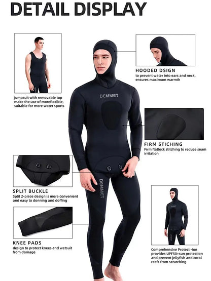 HOT 3mm Camouflage Wetsuit Long Sleeve Fission Neoprene Submersible Diving for Men Keep Warm Tops and Pants 2-pieces Sun Protect